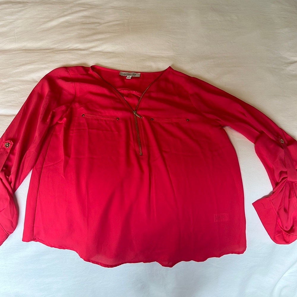 Pink Blouse with Gold Accents